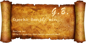 Gyerko Benjámin névjegykártya
